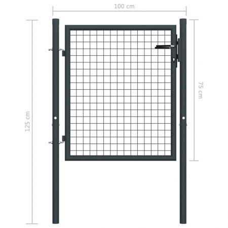 Mesh Garden Gate Galvanised Steel 100x125 cm Grey