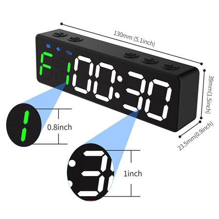 Mini Portable Gym Timer Magnetic LED Interval Timer Fitness Timer Clock USB Rechargeable Fitness Timer for Gym Home Garage