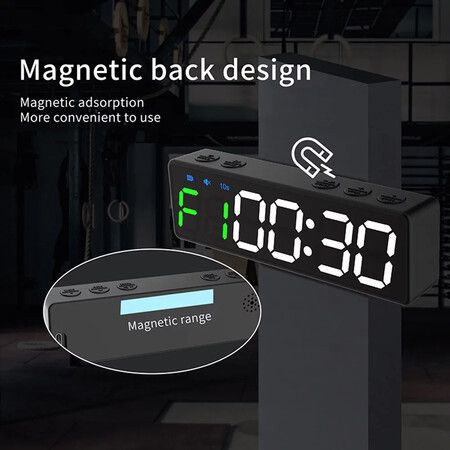 Mini Portable Gym Timer Magnetic LED Interval Timer Fitness Timer Clock USB Rechargeable Fitness Timer for Gym Home Garage