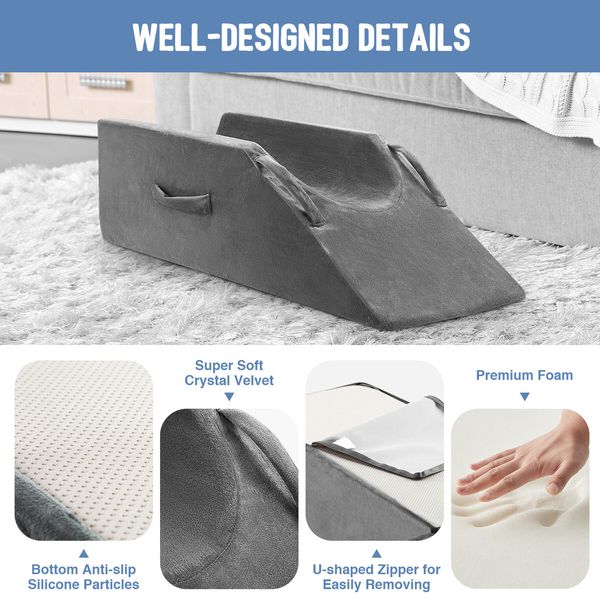 Leg Elevation Pillow Bed Wedge Foam Contour Ergonomic Support Cushion Rest Raiser with Cover Handles