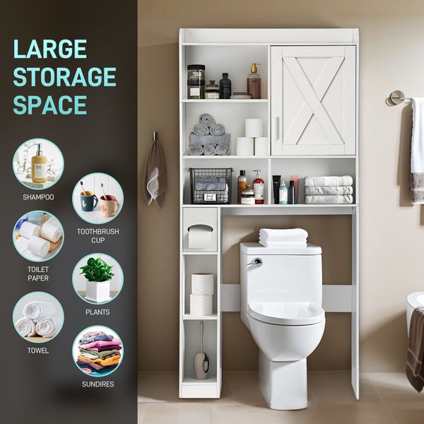 Toilet Shelf Storage Cabinet Bathroom Organiser Towel Shampoo Holder Over Washer Laundry Washing Machine Organisation