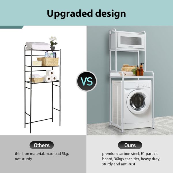 Toilet Shelf Freestanding Organiser Storage Cabinet Bathroom Shampoo Holder Over Washer Laundry Washing Machine Organisation