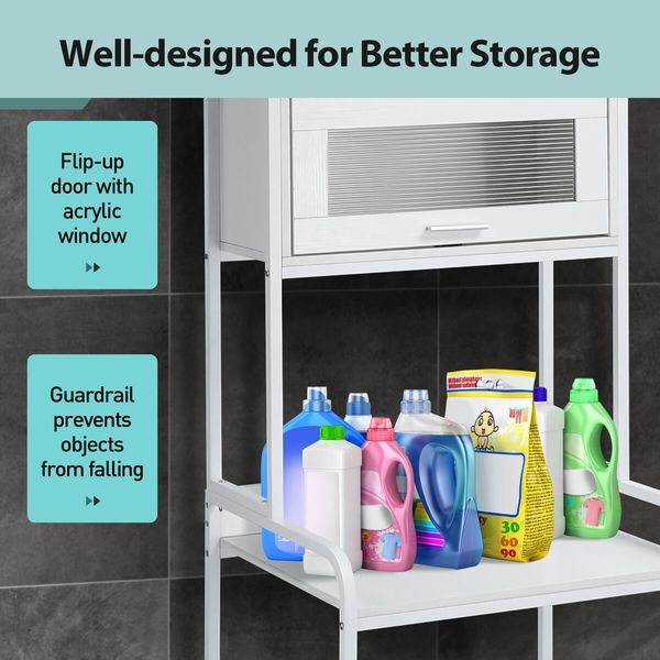 Toilet Shelf Freestanding Organiser Storage Cabinet Bathroom Shampoo Holder Over Washer Laundry Washing Machine Organisation