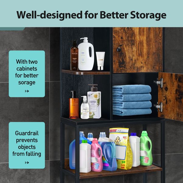 Toilet Storage Shelf Freestanding Bathroom Holder Organiser Adjustable Rack Cabinet Over Washer Washing Machine Organization