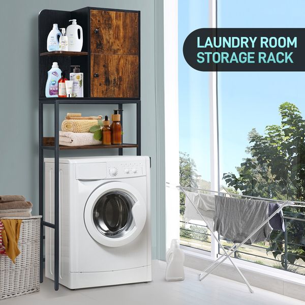 Toilet Storage Shelf Freestanding Bathroom Holder Organiser Adjustable Rack Cabinet Over Washer Washing Machine Organization