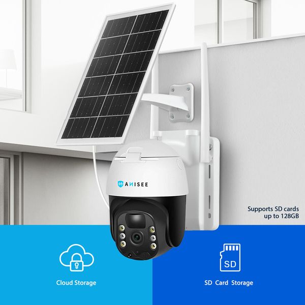 Solar Security Camera Wireless Outdoor CCTV WiFi Home Surveillance System 4MP PTZ Remote 2 Way Audio Color Night Vision