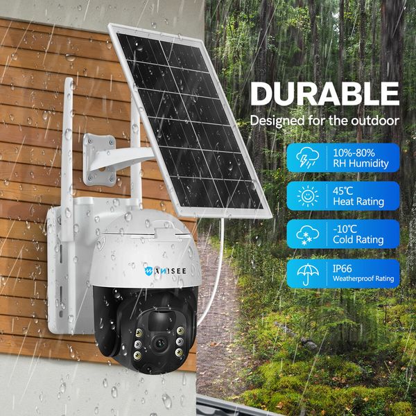 Solar Security Camera Wireless Outdoor CCTV WiFi Home Surveillance System 4MP PTZ Remote 2 Way Audio Color Night Vision