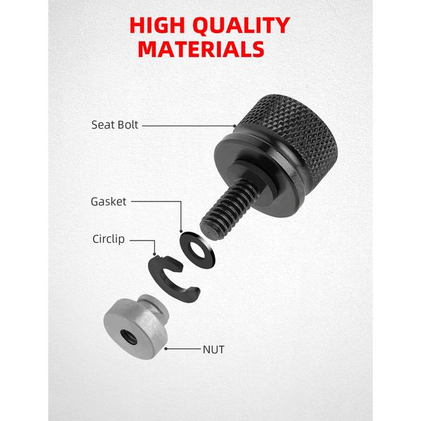 Black Aluminium Seat Bolt Screw Nut Mount Kit Compatible for Harley Davidson Touring Sportster Softail Dyna 1996-2024