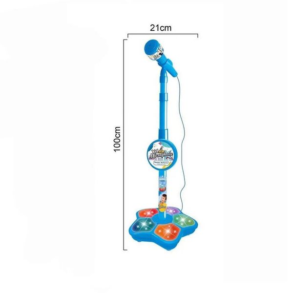 Kids Microphone with Stand Karaoke Song Music Instrument Toys Brain-Training Educational Toy Birthday Gift Color Blue