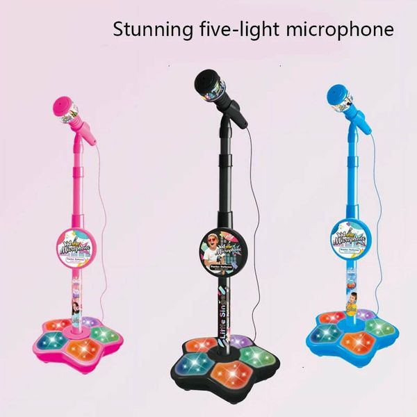 Kids Microphone with Stand Karaoke Song Music Instrument Toys Brain-Training Educational Toy Birthday Gift Color Blue