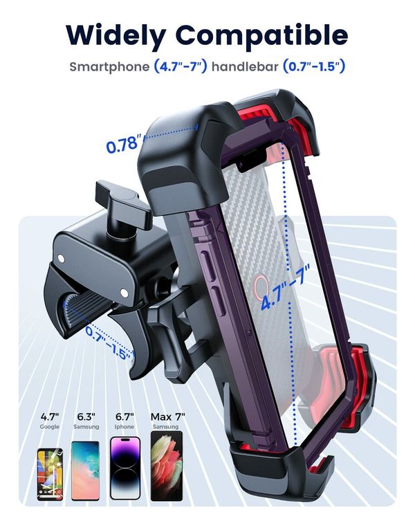 Motorcycle Phone Mount,Bike Phone Holder for Bicycle,Handlebar Phone Mount,Compatible with All Cell Phone