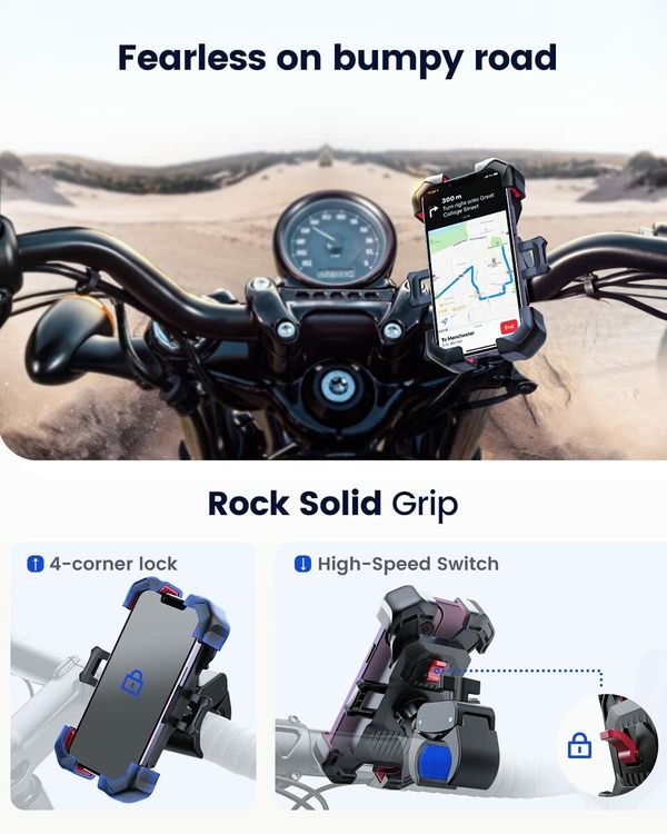 Motorcycle Phone Mount,Bike Phone Holder for Bicycle,Handlebar Phone Mount,Compatible with All Cell Phone