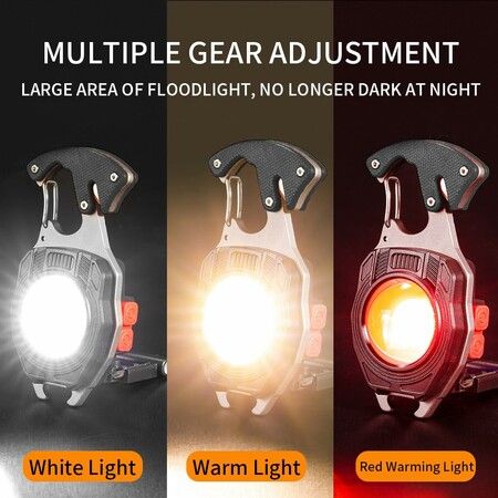 LED Small Flashlight Multitool,Rechargeable Keychain Light,COB Multi-Function Mini Work Light,500 Lumens,7 Lighting Modes with Electric Lighter,Seat Belt Cutter,Screwdriver,Whistle (Black)