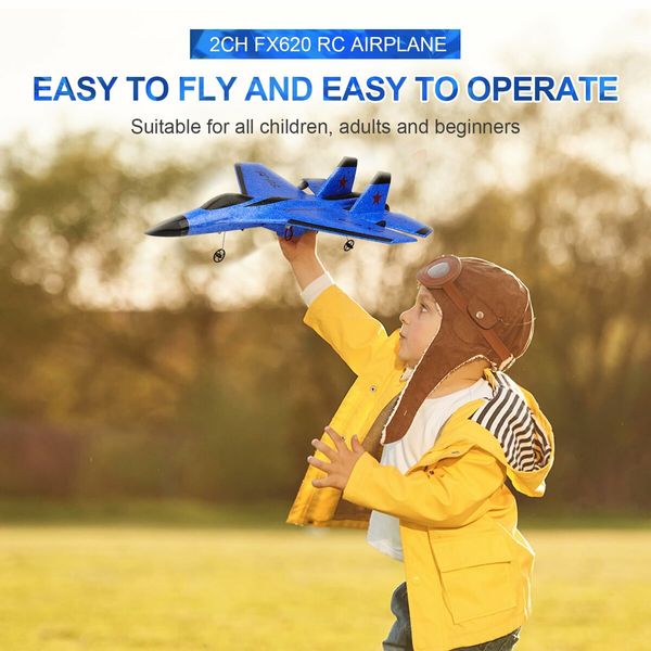 RC Plane 2CH Remote Control Plane SU35 RC Jet 2.4GHz RC Airplane RTF Easy to Fly Airplane Toys for Beginner,Kids,with Night Lights USB Charging (Blue)
