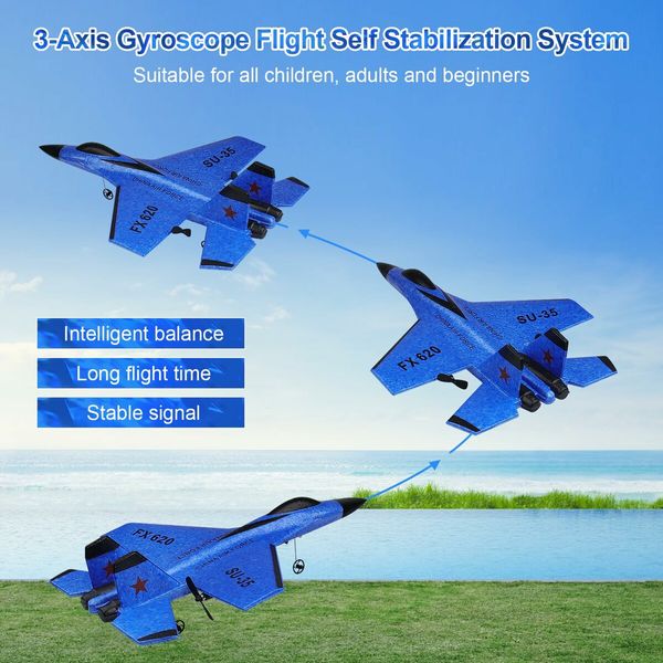 RC Plane 2CH Remote Control Plane SU35 RC Jet 2.4GHz RC Airplane RTF Easy to Fly Airplane Toys for Beginner,Kids,with Night Lights USB Charging (Blue)