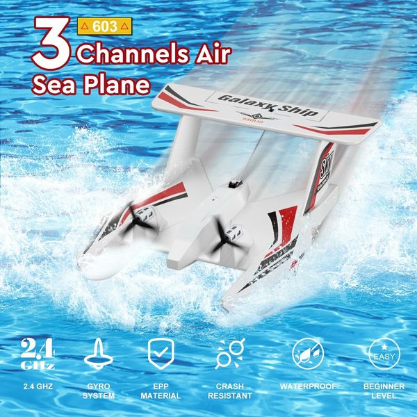 Remote Control Plane,3 Channel RC Airplane,2.4GHz RTF Aircraft,Surface Navigation & Aerial Flight Glider for Kids Beginner (RED)