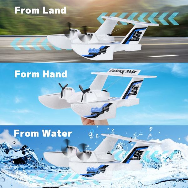 Hobby RC Airplanes,Sea Land & Air RC Plane,2.4GHZ Waterproof Rc Aircraft & 6-Axis Gyro Stabilization System,RC Float Plane