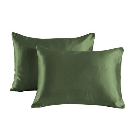 Satin Pillowcase Set of 2 Silk Pillow Cases for Hair and Skin Satin Pillow Covers 2 Pack with Envelope Closure (51*66cm Light Green)