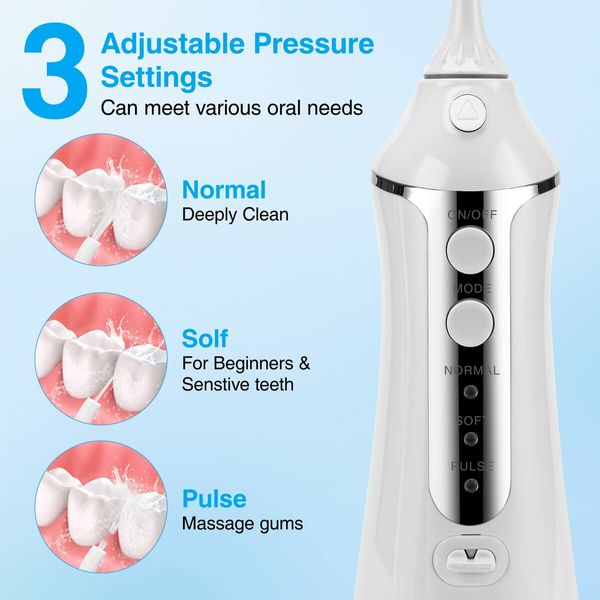 Water Flosser Cordless Teeth Cleaner  Oral Irrigator Dental Calculus RemoverBraces & Bridges Car Plaque Remover for