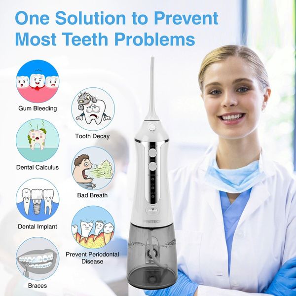 Water Flosser Cordless Teeth Cleaner  Oral Irrigator Dental Calculus RemoverBraces & Bridges Car Plaque Remover for