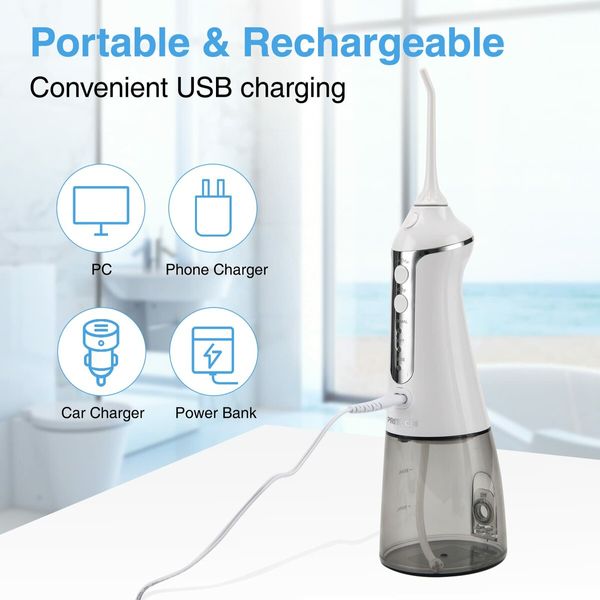 Water Flosser Cordless Teeth Cleaner  Oral Irrigator Dental Calculus RemoverBraces & Bridges Car Plaque Remover for