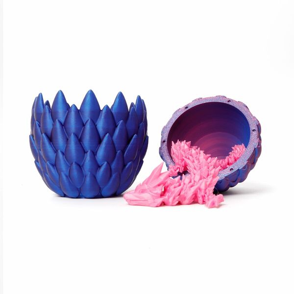 Dragon Egg,Red Mix Gold,Surprise Egg Toy with Flexible Dragon,3D Printed Gift,Articulated Dragon Egg Fidget Toy (Pink,12" Dragon )