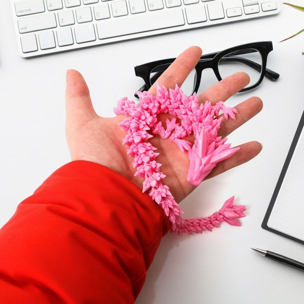 Dragon Egg,Red Mix Gold,Surprise Egg Toy with Flexible Dragon,3D Printed Gift,Articulated Dragon Egg Fidget Toy (Pink,12" Dragon )