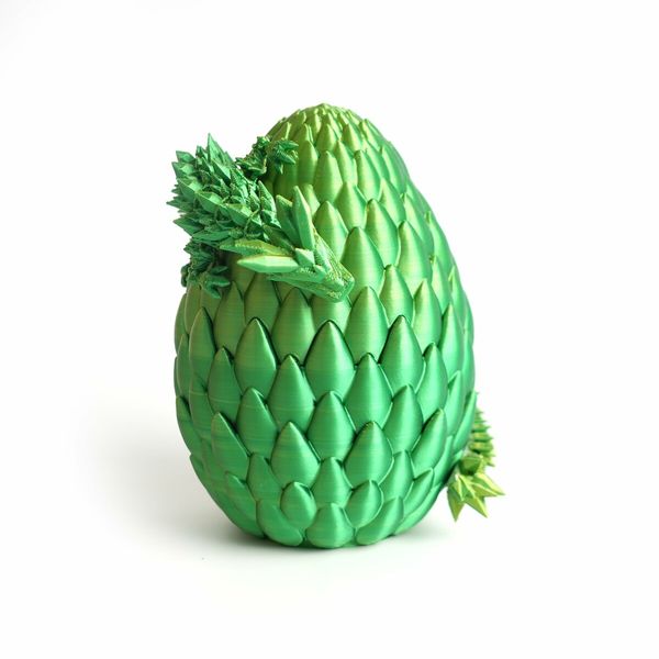 Dragon Egg,Red Mix Gold,Surprise Egg Toy with Flexible Dragon,3D Printed Gift,Articulated Dragon Egg Fidget Toy (Green and Yellow,12" Dragon )