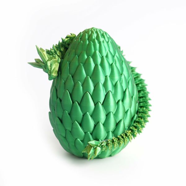 Dragon Egg,Red Mix Gold,Surprise Egg Toy with Flexible Dragon,3D Printed Gift,Articulated Dragon Egg Fidget Toy (Green and Yellow,12" Dragon )