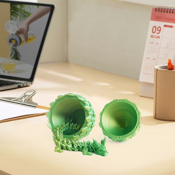 Dragon Egg,Red Mix Gold,Surprise Egg Toy with Flexible Dragon,3D Printed Gift,Articulated Dragon Egg Fidget Toy (Green and Yellow,12" Dragon )