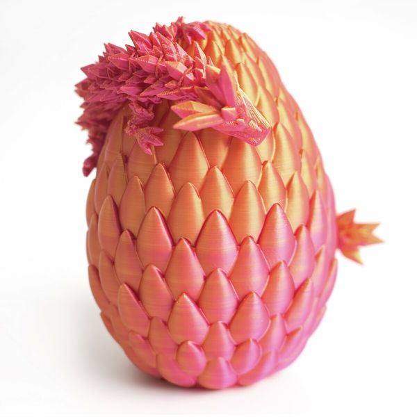 Dragon Egg,Red Mix Gold,Surprise Egg Toy with Flexible Dragon,3D Printed Gift,Articulated Dragon Egg Fidget Toy (Red and Gold,12" Dragon )