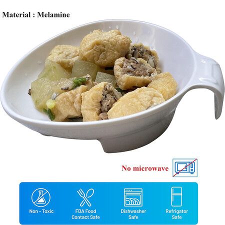 Small Scoop Plates for Elderly - Adaptive Plates with Handles, One Handed Adaptive Equipment, Disabled Products, Non Skid Melamine Bowls with Handles 17CM Milky White