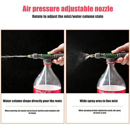 Portable Beverage Bottle Spray Adjustable Garden Sprinkler Garden Watering Tool Nozzle for Gardens Nurseries High Pressure Air Pump for Watering