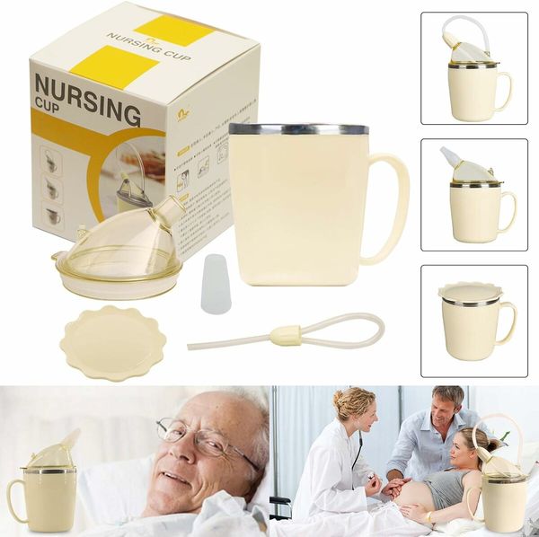 Convalescent Feeding Cup, Drinking Cup with Straw for Disabled Patient Drink Water Porridge Soup, Drinking Aids