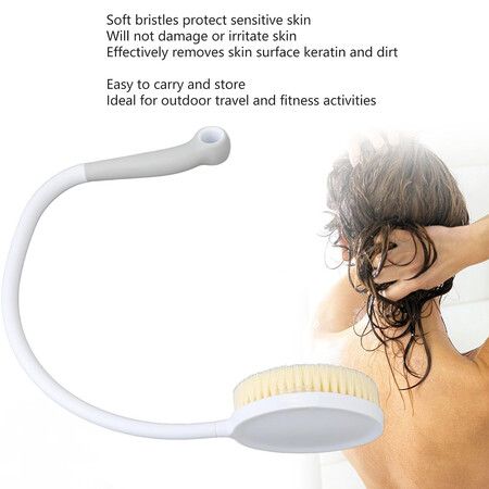 Curved Back Bath Brush for Elderly Frozen Shoulder, U Shape Shower Brush with Soft Bristles, Cleansing Scrubbe