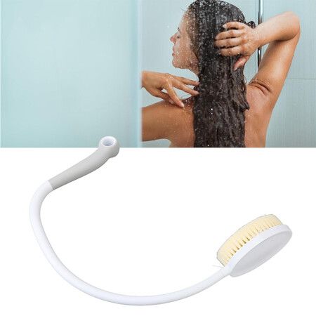 Curved Back Bath Brush for Elderly Frozen Shoulder, U Shape Shower Brush with Soft Bristles, Cleansing Scrubbe