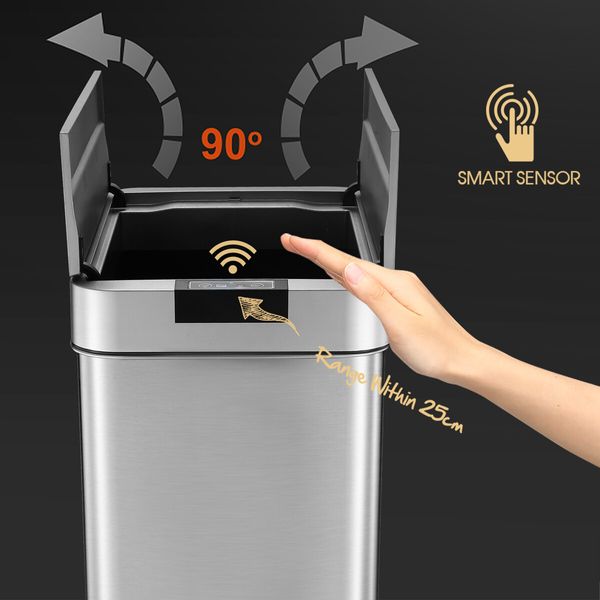 Smart Trash Bin 60L Sensor Kitchen Waste Rubbish Recycling Garbage Can Automatic Motion Office Basket