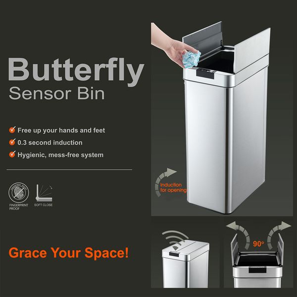 Smart Kitchen Waste Bin Trash Can 80L Sensor Rubbish Recycling Garbage Automatic Motion Office Basket