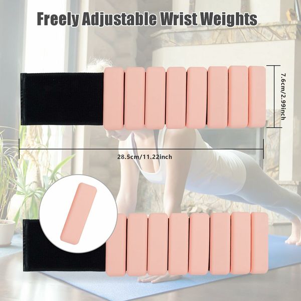 Ankle Weights for Women Men,Adjustable Wrist Weighted Bracelet for Home Gym Workout,Walking,Running,Travel,Pilate,Yoga,Exercise,Barre,Strength Training Set of 2 (1Lb Each,Pink)