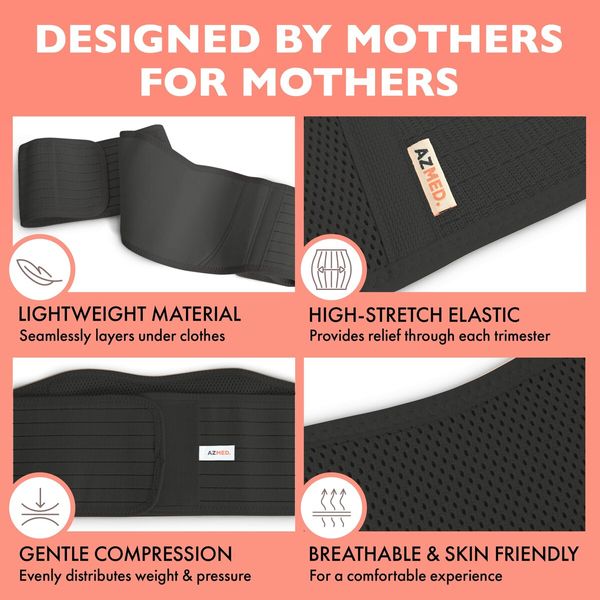 Maternity Belly Band for Pregnant Women for Abdomen,Pelvic,Waist,Back All Stages of Pregnancy Postpartum Belly Band (Black) Pregnant Mom Gifts