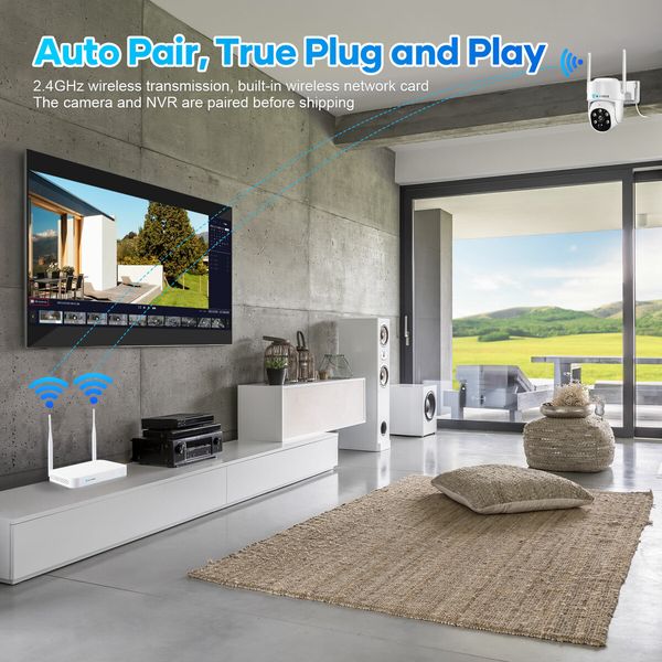 WiFi Security Camerax8 CCTV Set Solar Wireless Home PTZ Outdoor Surveillance System 4MP Spy Waterproof Remote Channel