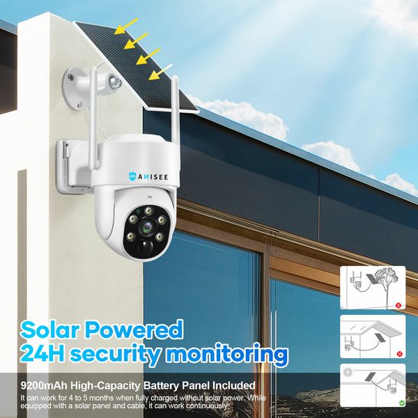 WiFi Security Camerax8 CCTV Set Solar Wireless Home PTZ Outdoor Surveillance System 4MP Spy Waterproof Remote Channel