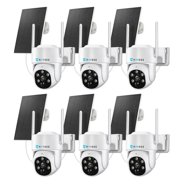 WiFi Security Camerax6 CCTV Set Solar Wireless Home PTZ Outdoor Surveillance System 4MP Spy Waterproof Remote Channel