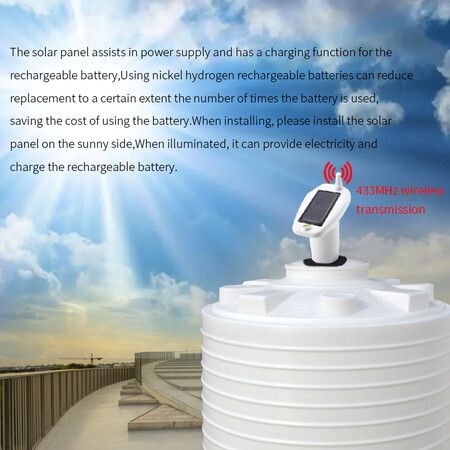 Liquid Level Sensor, Wireless Ultrasonic Tank Liquid Depth Level Meter With Alarm Clock For Electronic Ultrasonic Open Under Ground Measurement