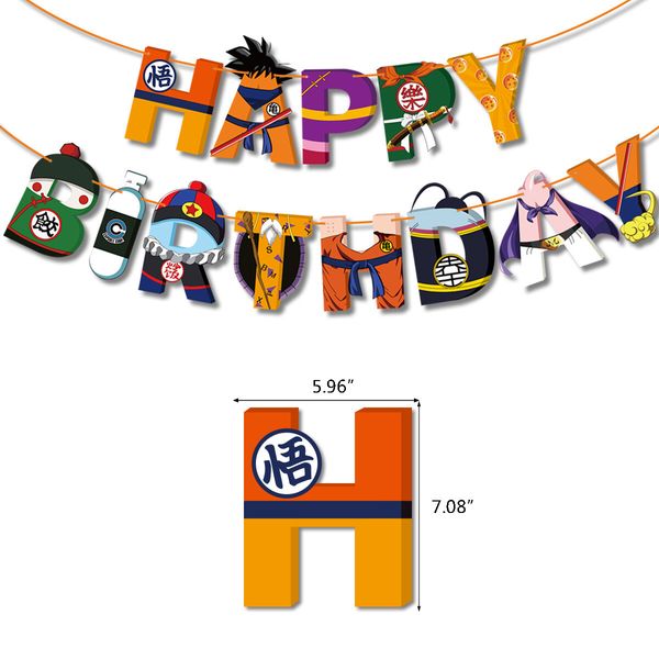 Dragon Ball Birthday Party Supplies Set,Includes Happy Banner Cake And Cupcake Toppers - 24 Latex Balloons for Kids Theme Birthday Party Decoration