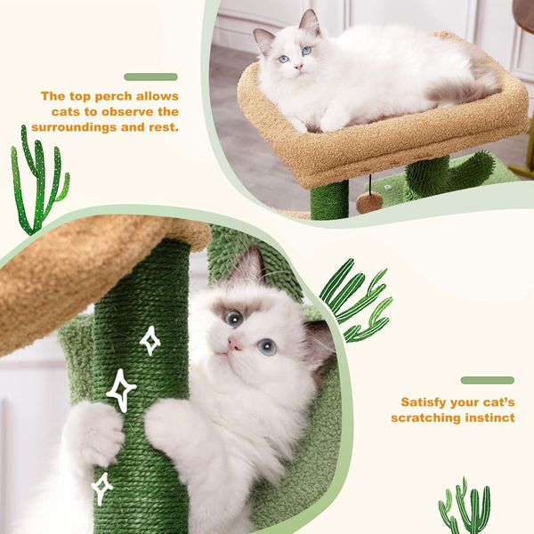 Cat Tree Tower Kitten Scratching Post Kitty Sisal Scratcher Bed House Stand Hammock Cave Furniture Castle Condo Perch