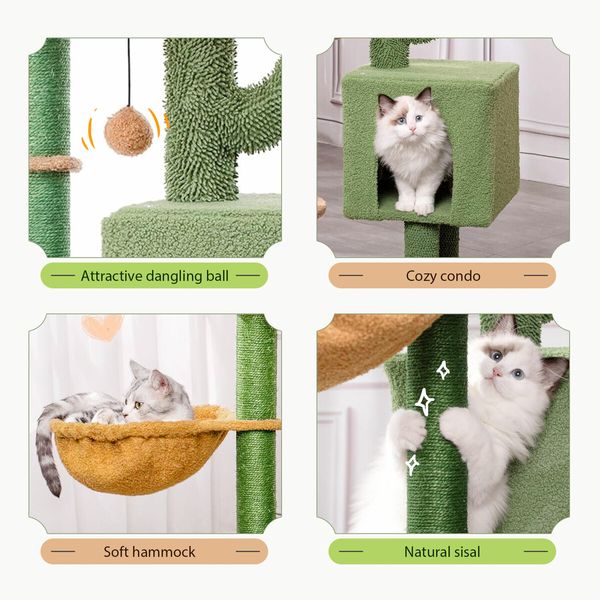 Cat Tree Tower Kitten Scratching Post Kitty Sisal Scratcher Bed House Stand Hammock Cave Furniture Castle Condo Perch