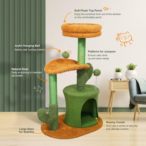 Cat Kitty Tree Tower Scratching Post Bed Sisal Scratcher Stand House Cave Furniture Condo Climbing Pole Play Castle Perch