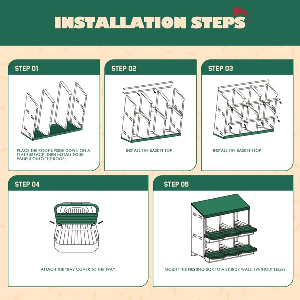 2 Layer 6 Hole Chicken Nesting Box Roll Away Hen Laying Boxes House Chook Nest Coop Perch Roost Poultry Egg Brooder Galvanised Metal Plastic Vents Lid