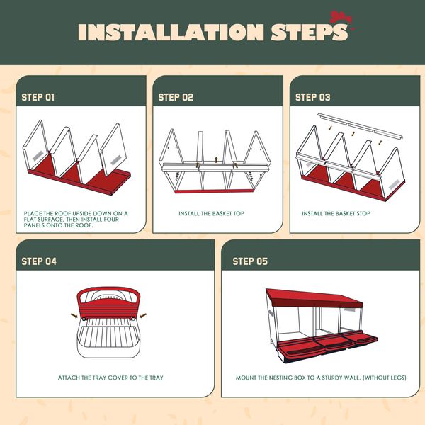 3 Hole Chicken Nesting Box Roll Away Hen Chook Laying Nest Boxes House Coop Roost Perch Poultry Egg Brooder Galvanised Steel Plastic Lid Vents